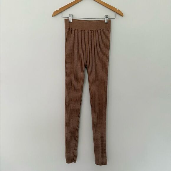 L.F. Markey Palmer Ribbed Knit Leggings in Camel | Size 8 - Picture 3 of 6